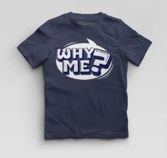 Why Me? Boys Round Neck T-Shirt in Navy Blue Color