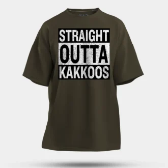 Straight Outta Kakkoos Men/Unisex Oversized T-Shirt in Olive Green Color