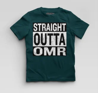 Straight Outta Omr Boys Round Neck T-Shirt in Petrol Blue Color