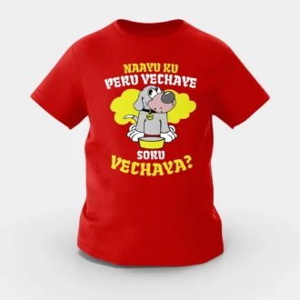 Naayu Ku Peru Vachaye Soru Vachaye Girls Round Neck T-Shirt in Red Color