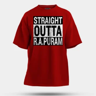 Straight Outta R.a Puram Men/Unisex Oversized T-Shirt in Red Color