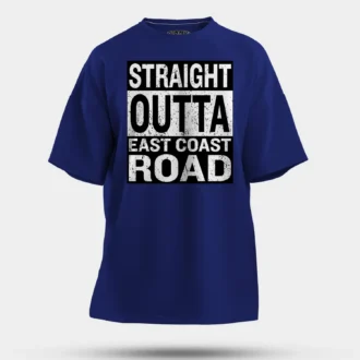 Straight Outta Ecr Men/Unisex Oversized T-Shirt in Royal Blue Color