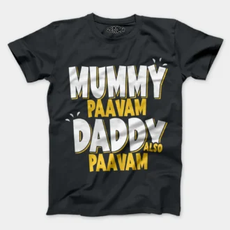 Mummy Paavam, Daddy Also Paavam Men/Unisex T-Shirt in Steel Grey Color