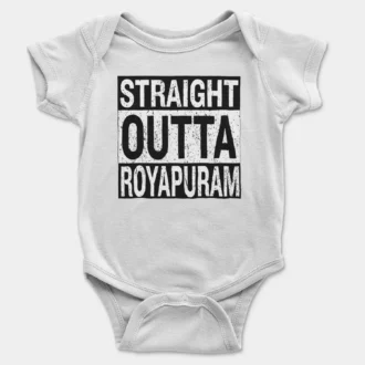 Straight Outta Royapuram Onesie/Romper in White Color