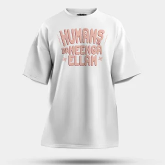 Humans Ah Da Neenga Ellam? Men/Unisex Oversized T-Shirt in White Color