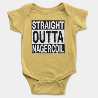 Straight Outta Nagercoil Onesie/Romper in Yellow Color