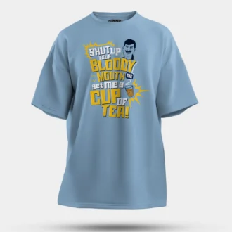 Shut Up Your Bloody Mouth Men/Unisex Oversized T-Shirt in Baby Blue Color