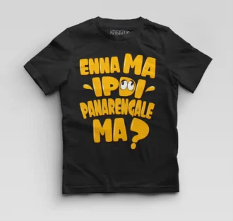 Enna Ma Ipdi Panarengale Ma Boys Round Neck T-Shirt in Black Color