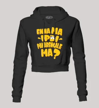 Enna Ma Ipdi Panarengale Ma Women's Crop Hoodies in Black Color