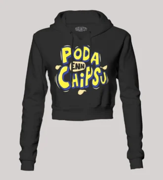 Poda En Chipsu Women's Crop Hoodies in Black Color