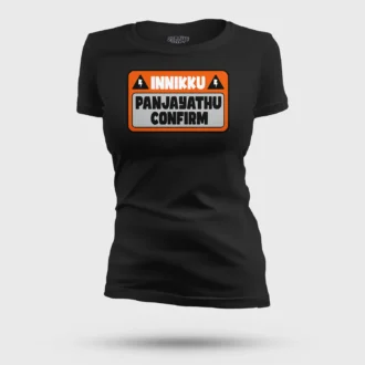 Innikku Panjayathu Confirm Women's T-Shirt in Black Color