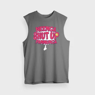 Neenga Shut Up Pannunga Men/Unisex Tank Top in Charcoal Melange Color