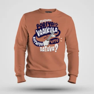 Peasama Poriya Ila Vaaikula Kathiya Vitu Aatava Men/Unisex Sweatshirt in Coral Color