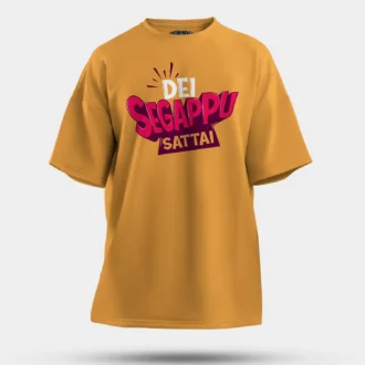 Dei Segappu Sattai Men/Unisex Oversized T-Shirt in Golden Yellow Color