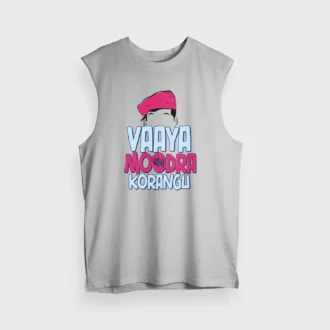 Vaaya Moodra Korangu Men/Unisex Tank Top in Grey Melange Color