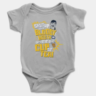 Shut Up Your Bloody Mouth Onesie/Romper in Grey Melange Color