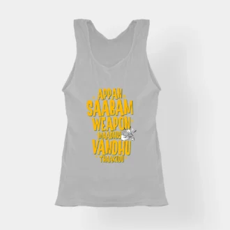 Appan Saabam Weapon Maadhri Vandhu Thaakudu Women's Tank Top in Grey Melange Color