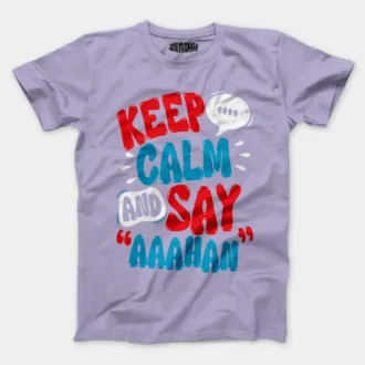 Keep Calm And Say Aaahan Men/Unisex T-Shirt in Lavender Color