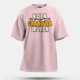 Kola Gaandula Iruken Men/Unisex Oversized T-Shirt in Light Baby Pink Color