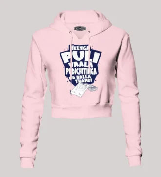 Neenga Puli Vaala Pudichitinga Mr Nalla Thambi Women's Crop Hoodies in Light Baby Pink Color