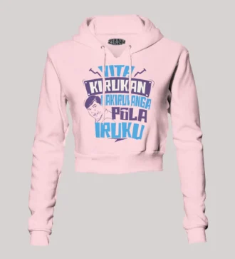 Vita Kirukan Aakiruvanga Pola Iruku Women's Crop Hoodies in Light Baby Pink Color