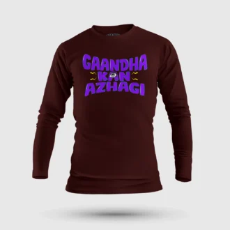 Gaandha Kan Azhagi Men/Unisex Long Sleeve T-Shirt in Maroon Color