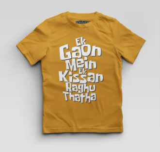 Ek Gaon Mein Ek Kissan Raghu Thatha Boys Round Neck T-Shirt in Mustard Yellow Color