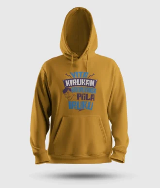 Vita Kirukan Aakiruvanga Pola Iruku Men/Unisex Hoodie in Mustard Yellow Color