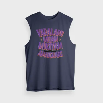 Varalaru Migam Mukiyam Amaichare Men/Unisex Tank Top in Navy Blue Color