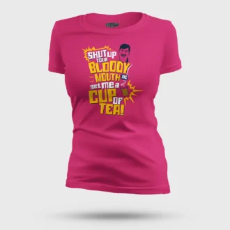 Shut Up Your Bloody Mouth Women's T-Shirt in Pink Color