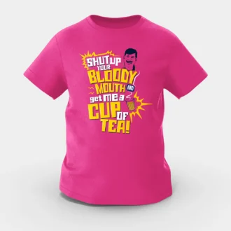 Shut Up Your Bloody Mouth Girls Round Neck T-Shirt in Pink Color