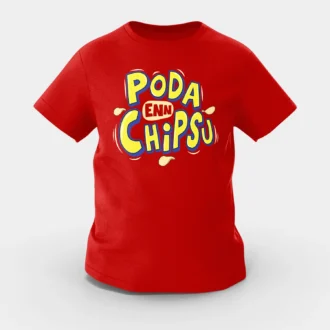 Poda En Chipsu Girls Round Neck T-Shirt in Red Color