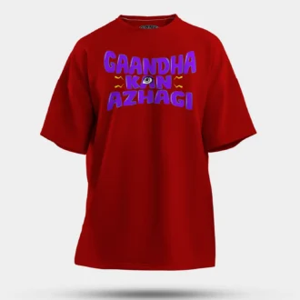 Gaandha Kan Azhagi Men/Unisex Oversized T-Shirt in Red Color