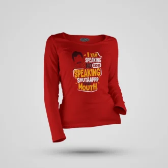 I Yam Speaking No Cross Speaking Women's Long Sleeve T-Shirt in Red Color
