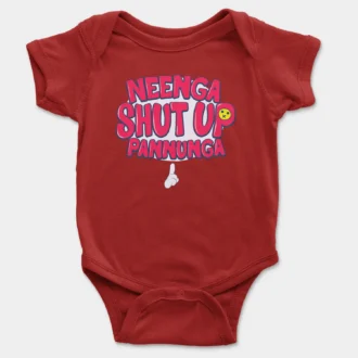 Neenga Shut Up Pannunga Onesie/Romper in Red Color