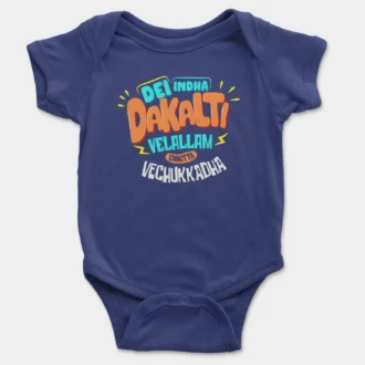 Dei Indha Dakalti Vellalam Enkitta Vechukkadha Onesie/Romper in Royal Blue Color