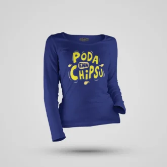 Poda En Chipsu Women's Long Sleeve T-Shirt in Royal Blue Color