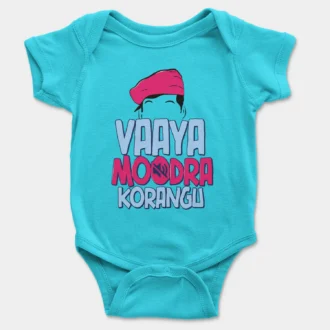Vaaya Moodra Korangu Onesie/Romper in SkyBlue Color