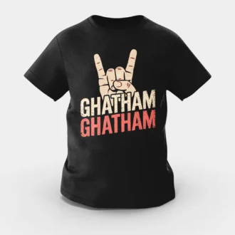 Ghatham Ghatham Girls Round Neck T-Shirt in Black Color