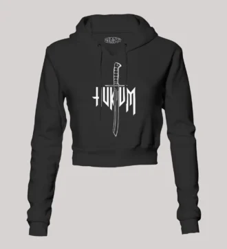 Hukum Women's Crop Hoodies in Black Color