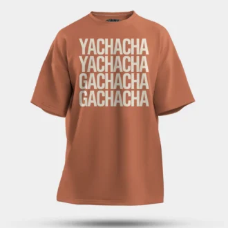 Yachacha Yachacha, Gachacha Gachacha Men/Unisex Oversized T-Shirt in Coral Color