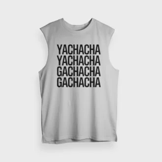Yachacha Yachacha, Gachacha Gachacha - Black Men/Unisex Tank Top in Grey Melange Color