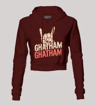 Ghatham Ghatham Women's Crop Hoodies in Maroon Color