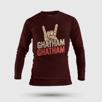 Ghatham Ghatham Men/Unisex Long Sleeve T-Shirt in Maroon Color