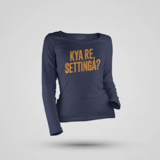 Kya Re, Settinga Women's Long Sleeve T-Shirt in Navy Blue Color
