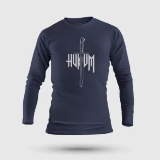 Hukum Men/Unisex Long Sleeve T-Shirt in Navy Blue Color