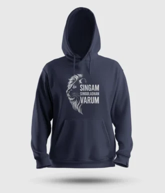 Singam Singuladhan Varum Men/Unisex Hoodie in Navy Blue Color