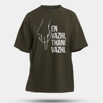 En Vazhi, Thani Vazhi Men/Unisex Oversized T-Shirt in Olive Green Color