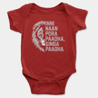 Inni Naan Pora Paadha, Singha Paadhai Onesie/Romper in Red Color