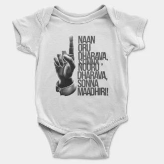 Naan Oru Dharava Sonna, Nooru Dharava Sonna Maadhiri (Black) Onesie/Romper in White Color